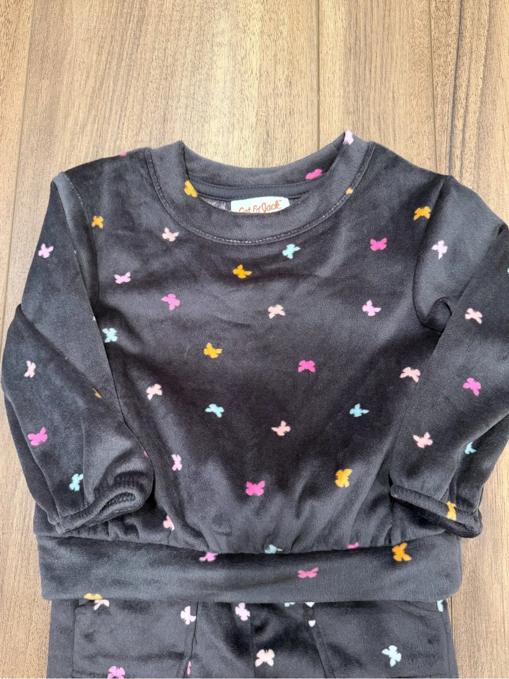Cat & Jack Gray Velour Baby Set with Pink & Cream Accents